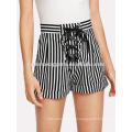 Kontrast Streifen Ribbon Lace Up Shorts Herstellung Großhandel Mode Frauen Bekleidung (TA3026B)